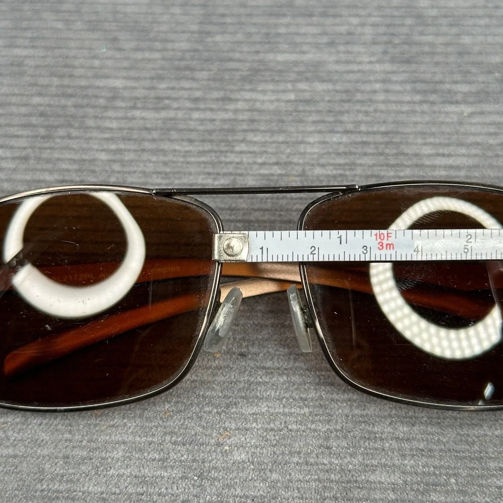 Foster Grant Rectangular Aviator Sunglasses Brown Metal Frame AL2172PL Y2k